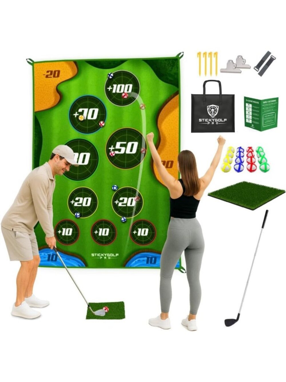 Indoor/Outdoor Golf Chipping Set - Sticky Balls for Family Fun & Party Games